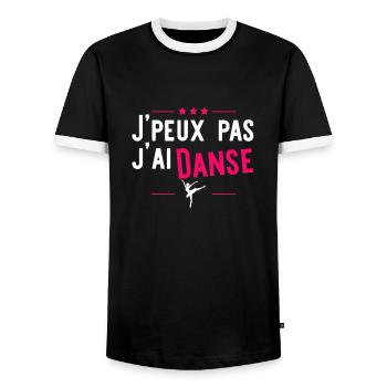 J'ai danse t-shirt humour - T-shirt contrasté Homme - noir/blanc - Devant - AI Model Female 172 light (172cm) & AI Model Male 178 light (178cm)