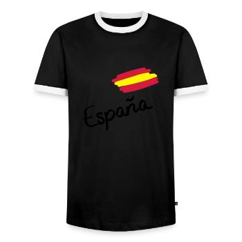 spain__f3 - T-shirt contrasté Homme - noir/blanc - Devant - AI Model Female 172 light (172cm) & AI Model Male 178 light (178cm)