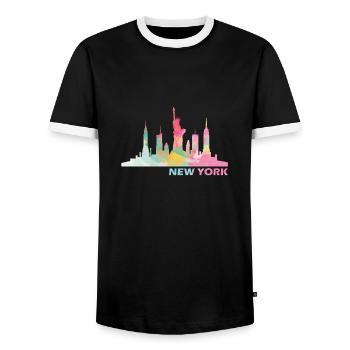 New York - Männer Kontrast-T-Shirt - Schwarz/Weiß - Vorne - AI Model Female 172 light (172cm) & AI Model Male 178 light (178cm)