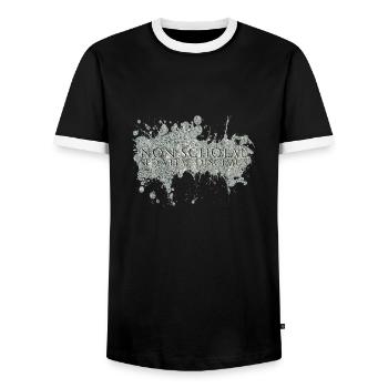 non scholae sed vitae discimus - Männer Kontrast-T-Shirt - Schwarz/Weiß - Vorne - AI Model Female 172 light (172cm) & AI Model Male 178 light (178cm)