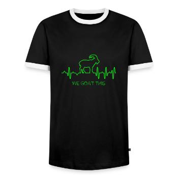 ECG de chèvre - T-shirt contrasté Homme - noir/blanc - Devant - AI Model Female 172 light (172cm) & AI Model Male 178 light (178cm)