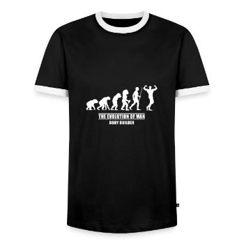 Evolution weight training - Men's Ringer Shirt - black/white - Front - AI Model Female 172 light (172cm) & AI Model Male 178 light (178cm)