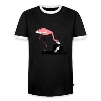 musik party feiern disko club auflegen mischpult v - Männer Kontrast-T-Shirt - Schwarz/Weiß - Vorne - AI Model Female 172 light (172cm) & AI Model Male 178 light (178cm)