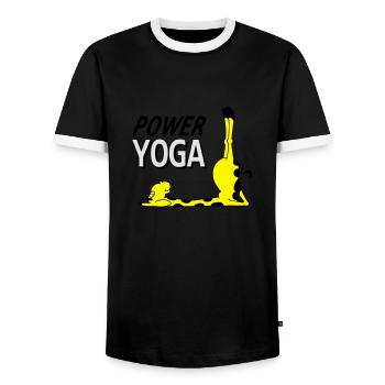 Power Yoga Giraffe - Kerze (Vektor) - Männer Kontrast-T-Shirt - Schwarz/Weiß - Vorne - AI Model Female 172 light (172cm) & AI Model Male 178 light (178cm)