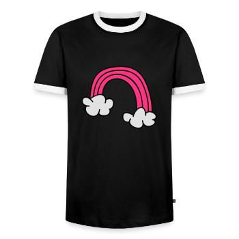 Kinderzeichnungen: Regenbogen - Men's Ringer Shirt - black/white - Front - AI Model Female 172 light (172cm) & AI Model Male 178 light (178cm)