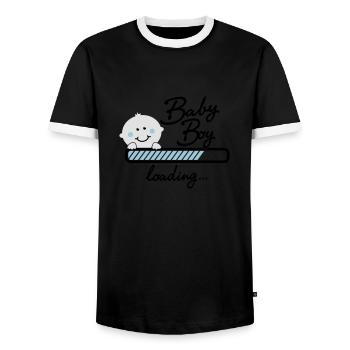 Baby Boy loading... - Männer Kontrast-T-Shirt - Schwarz/Weiß - Vorne - AI Model Female 172 light (172cm) & AI Model Male 178 light (178cm)