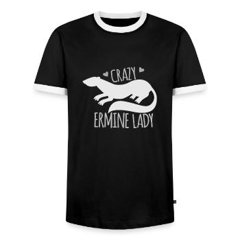 Crazy ermine lady - Men's Ringer Shirt - black/white - Front - AI Model Female 172 light (172cm) & AI Model Male 178 light (178cm)
