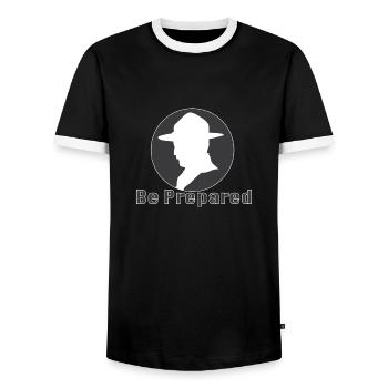 Be Prepared ... Baden Pawell, Scout - Men's Ringer Shirt - black/white - Front - AI Model Female 172 light (172cm) & AI Model Male 178 light (178cm)