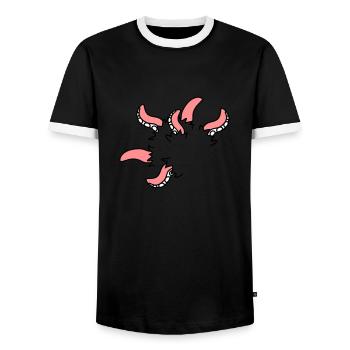 Monster octopus squid tentacles break free - Men's Ringer Shirt - black/white - Front - AI Model Female 172 light (172cm) & AI Model Male 178 light (178cm)