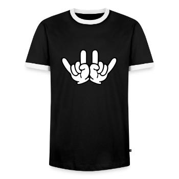 hand comic party signs - Männer Kontrast-T-Shirt - Schwarz/Weiß - Vorne - AI Model Female 172 light (172cm) & AI Model Male 178 light (178cm)