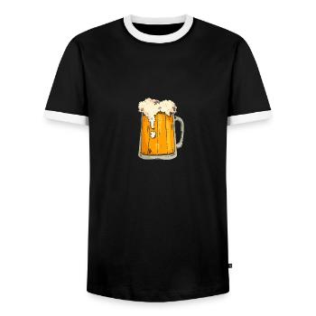 Bierkrug - Männer Kontrast-T-Shirt - Schwarz/Weiß - Vorne - AI Model Female 172 light (172cm) & AI Model Male 178 light (178cm)
