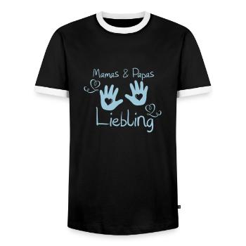 mamas_und_papas_liebling - Männer Kontrast-T-Shirt - Schwarz/Weiß - Vorne - AI Model Female 172 light (172cm) & AI Model Male 178 light (178cm)