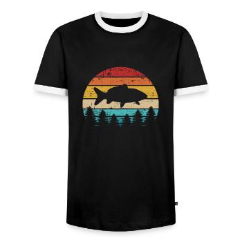 Karpfen - Männer Kontrast-T-Shirt - Schwarz/Weiß - Vorne - AI Model Female 172 light (172cm) & AI Model Male 178 light (178cm)