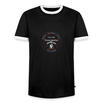 Col du Tourmalet - Männer Kontrast-T-Shirt - Schwarz/Weiß - Vorne - AI Model Female 172 light (172cm) & AI Model Male 178 light (178cm)