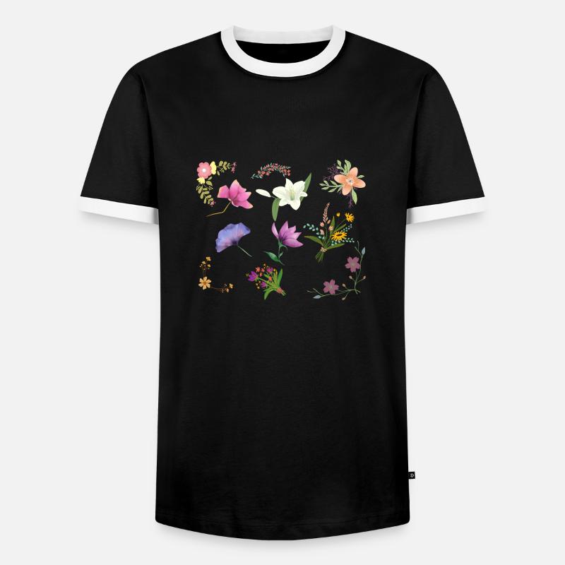 Floral pattern - Men's Ringer Shirt - black/white