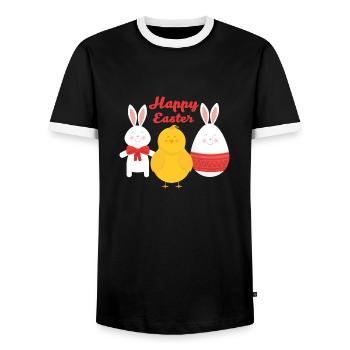 Happy Easter - Männer Kontrast-T-Shirt - Schwarz/Weiß - Vorne - AI Model Female 172 light (172cm) & AI Model Male 178 light (178cm)