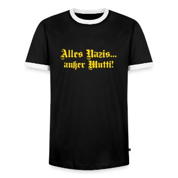 Alles Nazis außer Mutti - Männer Kontrast-T-Shirt - Schwarz/Weiß - Vorne - AI Model Female 172 light (172cm) & AI Model Male 178 light (178cm)