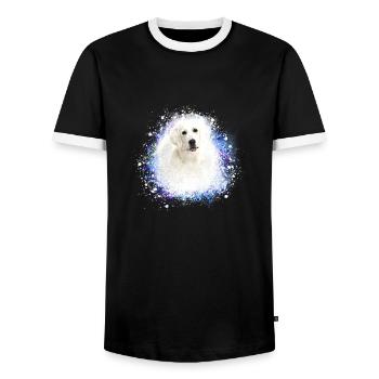 hund,Kuvas,labrador,Graffiti ,Malerei, blau - Männer Kontrast-T-Shirt - Schwarz/Weiß - Vorne - AI Model Female 172 light (172cm) & AI Model Male 178 light (178cm)