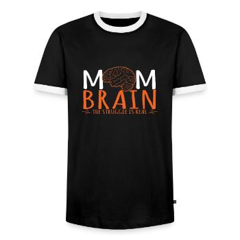 Mom Brain The Struggle Is Real Human Anatomy - Men's Ringer Shirt - black/white - Front - AI Model Female 172 light (172cm) & AI Model Male 178 light (178cm)