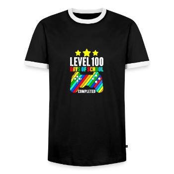 Level 100 Days of School Completed - Männer Kontrast-T-Shirt - Schwarz/Weiß - Vorne - AI Model Female 172 light (172cm) & AI Model Male 178 light (178cm)