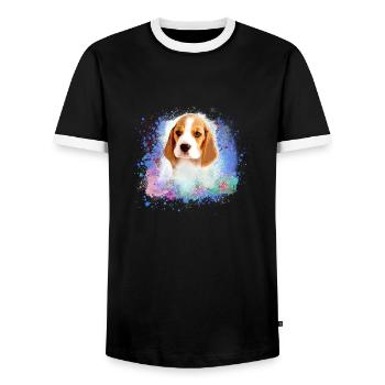 beagle , chien, peinture, graffiti, amour de chien,chiot - T-shirt contrasté Homme - noir/blanc - Devant - AI Model Female 172 light (172cm) & AI Model Male 178 light (178cm)