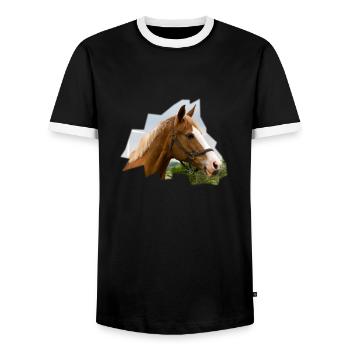 Cheval. Cheval. - T-shirt contrasté Homme - noir/blanc - Devant - AI Model Female 172 light (172cm) & AI Model Male 178 light (178cm)