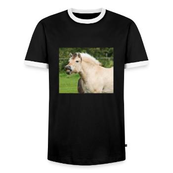 Cheval. Cheval. - T-shirt contrasté Homme - noir/blanc - Devant - AI Model Female 172 light (172cm) & AI Model Male 178 light (178cm)