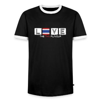 thaïlande thai love bangkok baht thaïlande drapeau - T-shirt contrasté Homme - noir/blanc - Devant - AI Model Female 172 light (172cm) & AI Model Male 178 light (178cm)