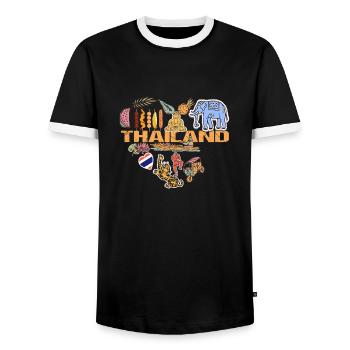 I love Thailand Emigration & Holidays - Men's Ringer Shirt - black/white - Front - AI Model Female 172 light (172cm) & AI Model Male 178 light (178cm)