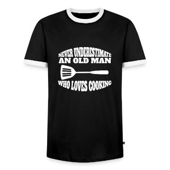 Cooking Cook Funny Baker Gift Hobby Chef - Men's Ringer Shirt - black/white - Front - AI Model Female 172 light (172cm) & AI Model Male 178 light (178cm)
