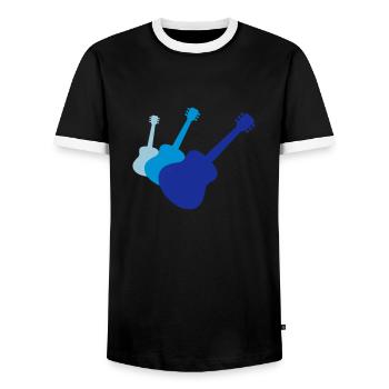 3 guitars guitar guitar play - Men's Ringer Shirt - black/white - Front - AI Model Female 172 light (172cm) & AI Model Male 178 light (178cm)