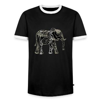 Éléphant - T-shirt contrasté Homme - noir/blanc - Devant - AI Model Female 172 light (172cm) & AI Model Male 178 light (178cm)