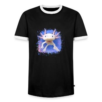 Axolotl, tier, fisch,wasser,bunt, graffiti - Männer Kontrast-T-Shirt - Schwarz/Weiß - Vorne - AI Model Female 172 light (172cm) & AI Model Male 178 light (178cm)
