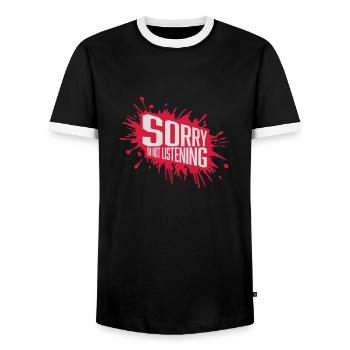 sorry in not listening - Men's Ringer Shirt - black/white - Front - AI Model Female 172 light (172cm) & AI Model Male 178 light (178cm)