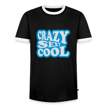 crazy sexy cool design - Men's Ringer Shirt - black/white - Front - AI Model Female 172 light (172cm) & AI Model Male 178 light (178cm)