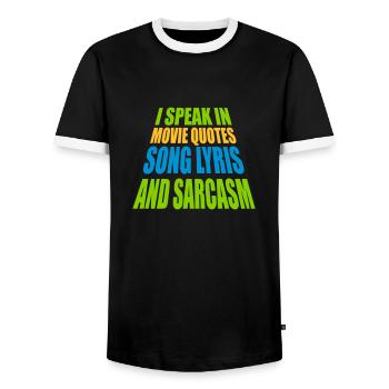 parler des paroles et du sarcasme - T-shirt contrasté Homme - noir/blanc - Devant - AI Model Female 172 light (172cm) & AI Model Male 178 light (178cm)