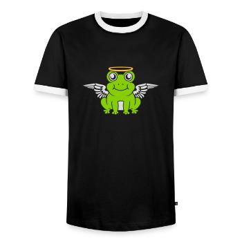 Angel Frog Wing Halo - Men's Ringer Shirt - black/white - Front - AI Model Female 172 light (172cm) & AI Model Male 178 light (178cm)