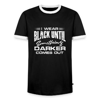 I wear black until darker comes out Design - Men's Ringer Shirt - black/white - Front - AI Model Female 172 light (172cm) & AI Model Male 178 light (178cm)