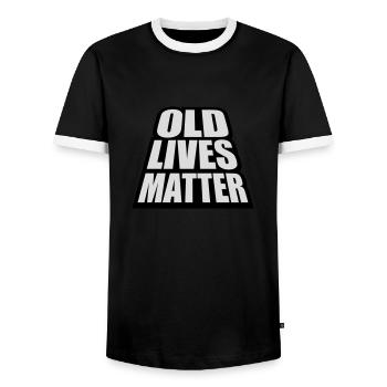old lives matter quote - Men's Ringer Shirt - black/white - Front - AI Model Female 172 light (172cm) & AI Model Male 178 light (178cm)