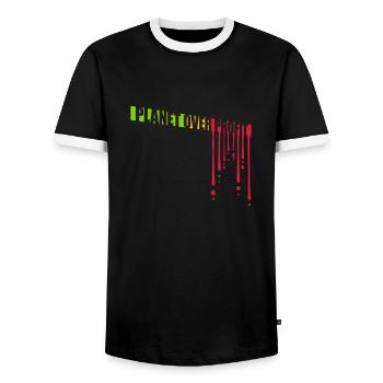 Planète sur le devis de profit - T-shirt contrasté Homme - noir/blanc - Devant - AI Model Female 172 light (172cm) & AI Model Male 178 light (178cm)