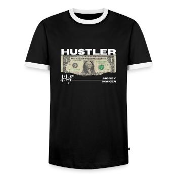 Hustler - Men's Ringer Shirt - black/white - Front - AI Model Female 172 light (172cm) & AI Model Male 178 light (178cm)
