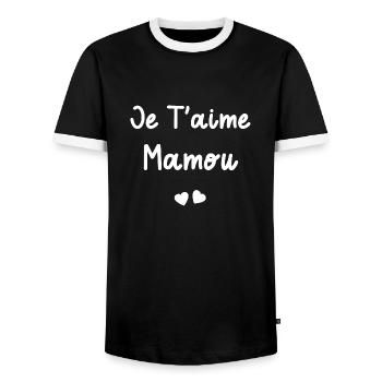 je t'aime Mamou - T-shirt contrasté Homme - noir/blanc - Devant - AI Model Female 172 light (172cm) & AI Model Male 178 light (178cm)