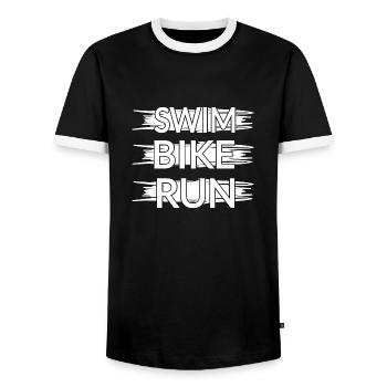 Triathlon Natation Bike Run Marathon - T-shirt contrasté Homme - noir/blanc - Devant - AI Model Female 172 light (172cm) & AI Model Male 178 light (178cm)