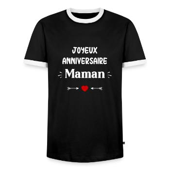 Joyeux Anniversaire maman - T-shirt contrasté Homme - noir/blanc - Devant - AI Model Female 172 light (172cm) & AI Model Male 178 light (178cm)