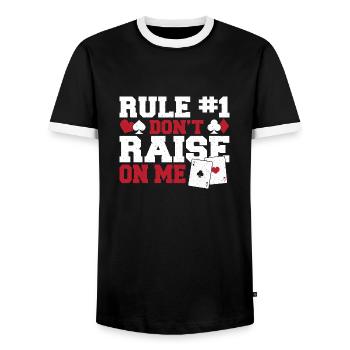 Rule #1 Don't Raise On Me Aces Spades Poker Enthus - Men's Ringer Shirt - black/white - Front - AI Model Female 172 light (172cm) & AI Model Male 178 light (178cm)
