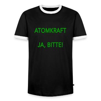 Atomkraft ja bitte - Männer Kontrast-T-Shirt - Schwarz/Weiß - Vorne - AI Model Female 172 light (172cm) & AI Model Male 178 light (178cm)