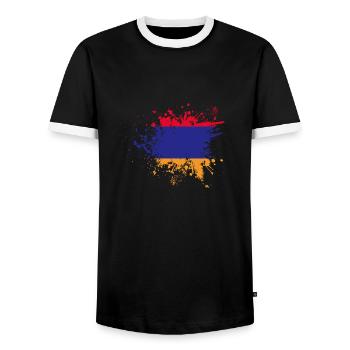 Drapeau arménien Arménie - T-shirt contrasté Homme - noir/blanc - Devant - AI Model Female 172 light (172cm) & AI Model Male 178 light (178cm)