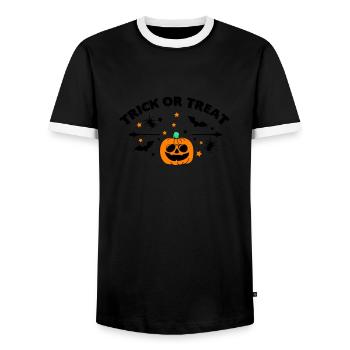 trick or treat 02 - Männer Kontrast-T-Shirt - Schwarz/Weiß - Vorne - AI Model Female 172 light (172cm) & AI Model Male 178 light (178cm)