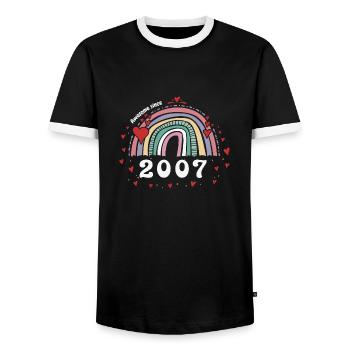Cute Rainbow Awesome 2007 - 16. Geburtstag mit - Männer Kontrast-T-Shirt - Schwarz/Weiß - Vorne - AI Model Female 172 light (172cm) & AI Model Male 178 light (178cm)