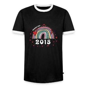 Cute Rainbow Awesome 2015 - 8. Geburtstag mit - Männer Kontrast-T-Shirt - Schwarz/Weiß - Vorne - AI Model Female 172 light (172cm) & AI Model Male 178 light (178cm)